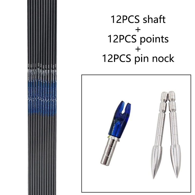 

Стрельба из лука из чистого карбона Spine 500 600 700 800 900, стрелы с валом id4.2мм для рекурсивного лука, лука, охоты, стрельбы