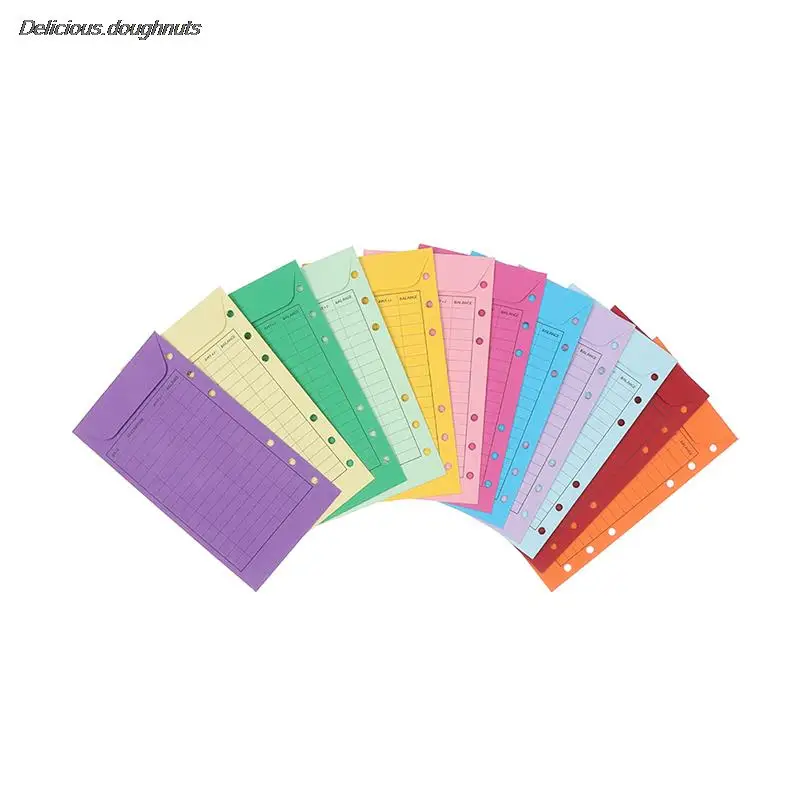 12Pcs Budget Envelopes Cardstock Cash Envelope System For Money Saving, Assorted Colors, Vertical Layout & Holepunched