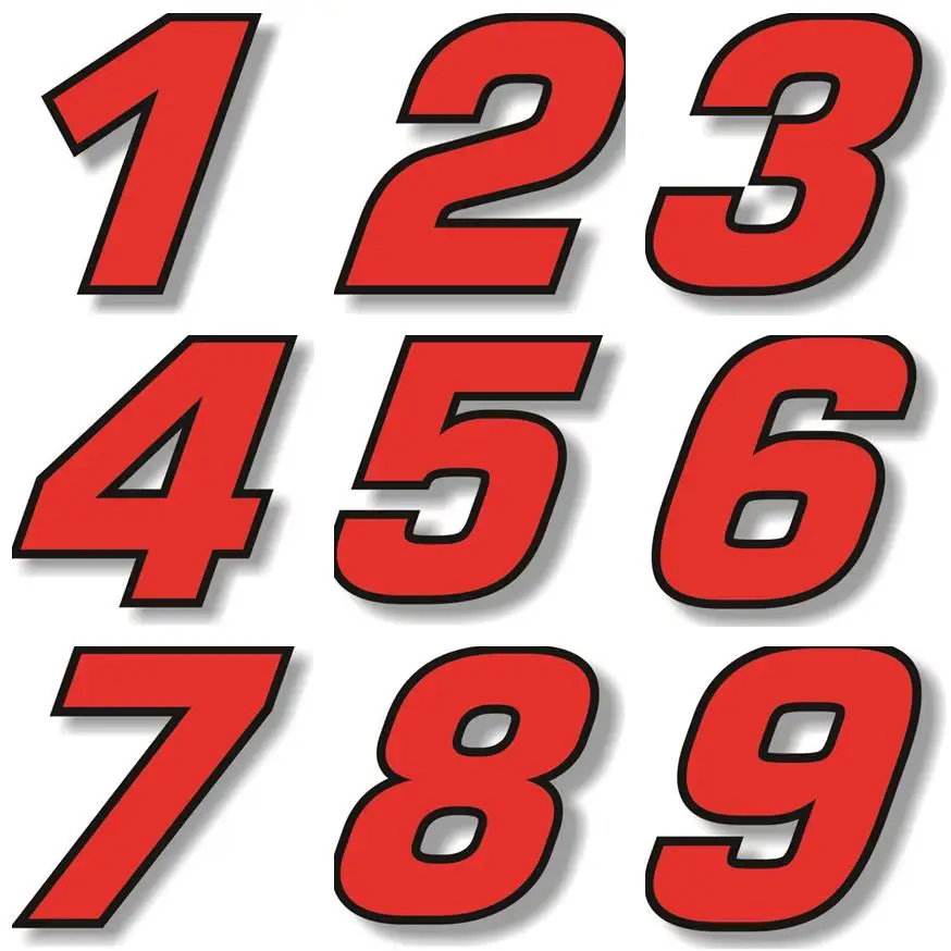 CG of Car Sticker Decal Black (Red Outline) Quare Font Race Number ...
