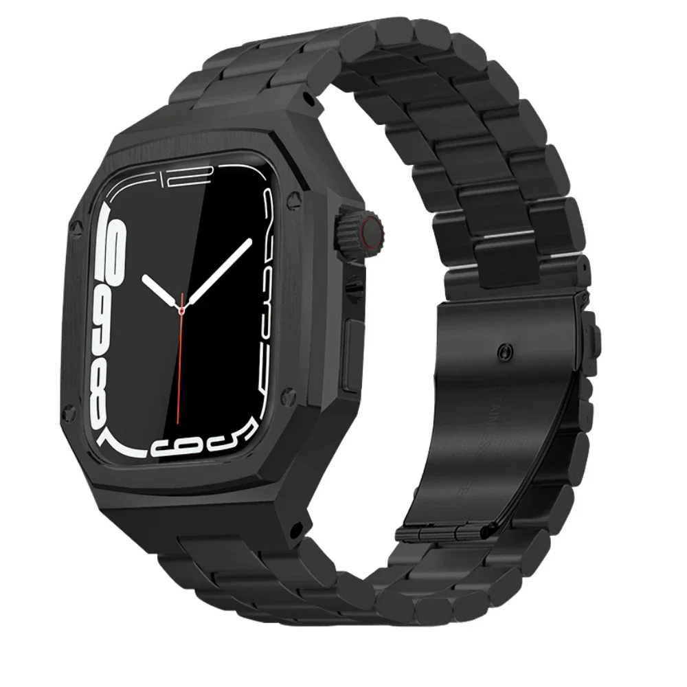 Retrofitting kit strap for Apple Watch 9 8 7 45mm Modification Kit Case for iWatch Series 45mm 44mm 6 5 4 SE 9 8 7 Luxury Strap