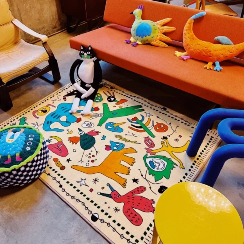 Cute Graffiti Fun Living Room Carpet Art Cartoon Plush Mat IG Abstract Decorative Children\'s Bedroom Bedside Rug Ковер Tapis 러그