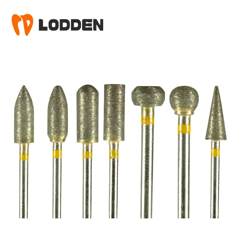 LODDEN 10 Stück Dentallabor voll gesinterte Diamantbohrer HP extra feine gelbe Zahnheilkunde zum Polieren, Trimmen, Bohrer, Schleifwerkzeuge