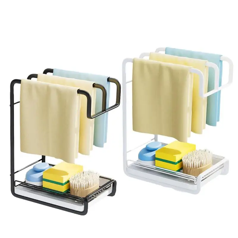 

Sink Brush Holder Carbon Steel Rustproof Drainer Rack Organizer For Sponge Soaps Brushes Cleaners Household Kitchen Accessories