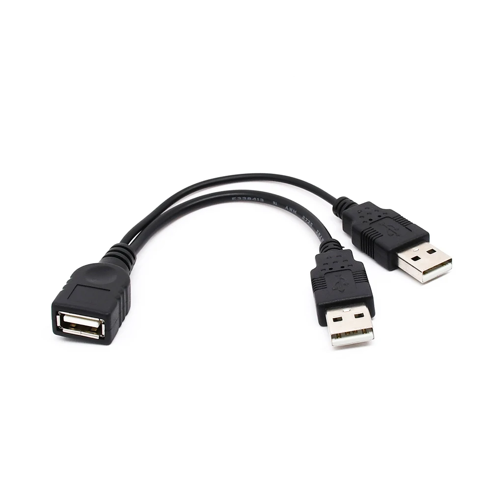 

USB 2.0 Female to Dual Male Extra Power Data Y Extension Cable for 2.5" SSD Hard Disk Drive