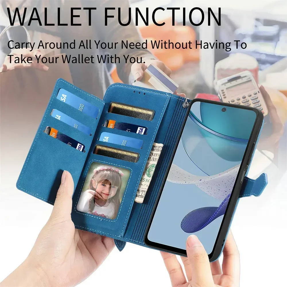 Zipper Leather Wallet Case with Card Holder and Flip Cover