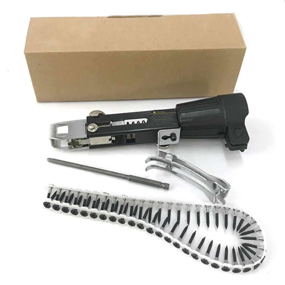 Automatic Chain Nail Gun Adapter Nozzle Screw Gun for Electric Drill Cordless Power Drill  Self-tapping chain with screws Tools 4