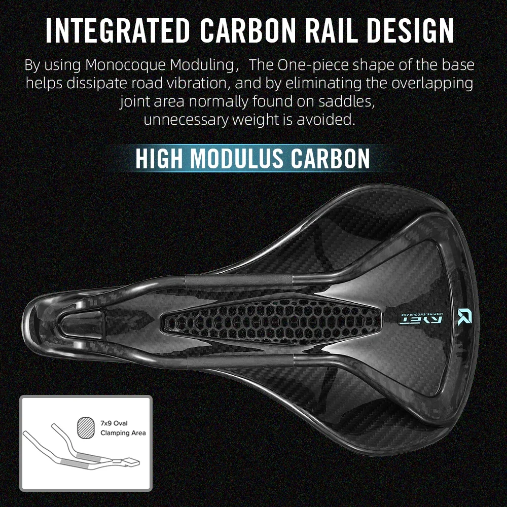 RYET Full Carbon 3D Printed Bike Saddle 265mm*142 Bicycle Seat MTB Gravel Road Wide Seating 7*9mm Cycling Cushion Parts