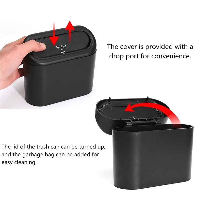 1/2/3Pcs Car Trash Can with Lid Contains 60 300 Garbage Bags Small Leak proof Mini Accessories