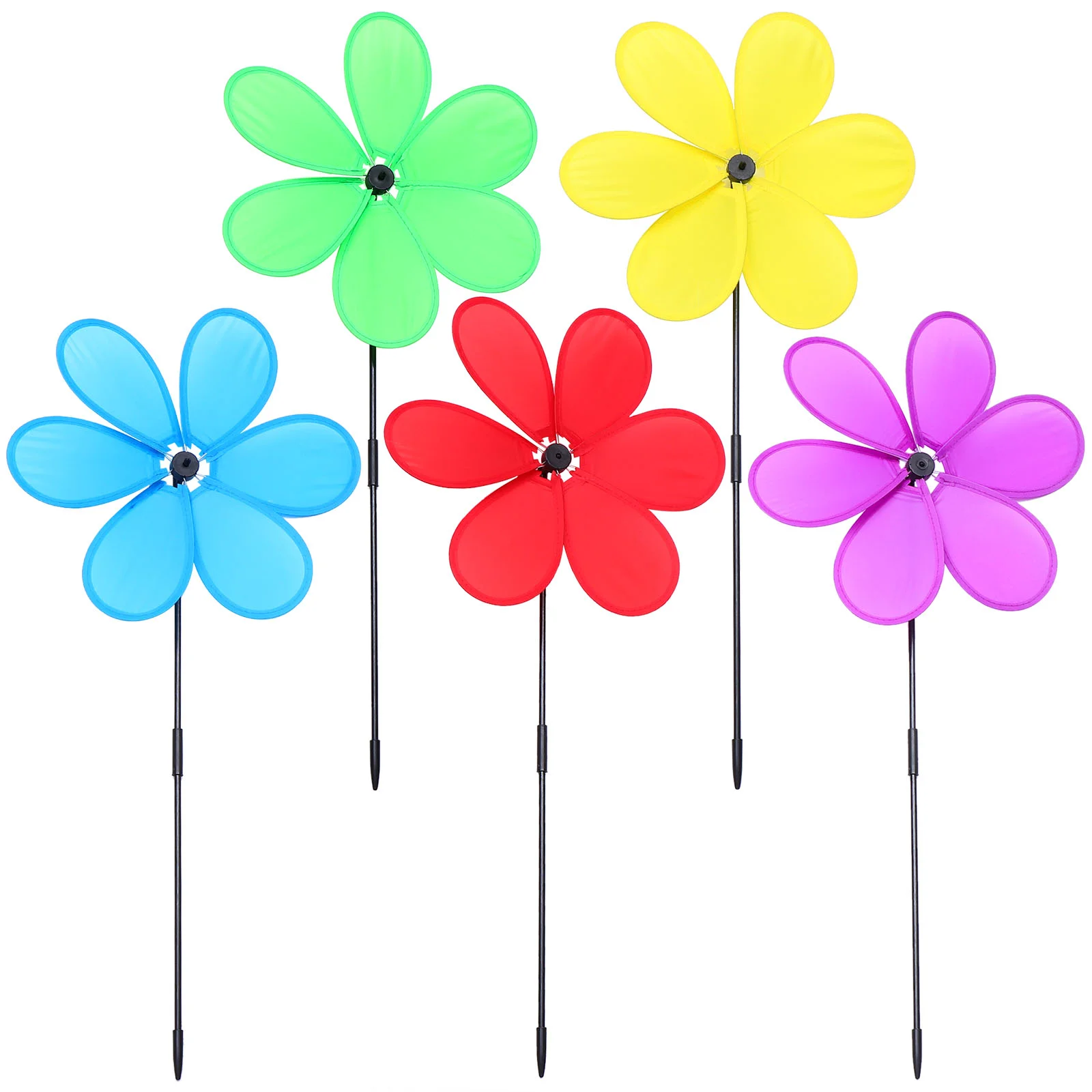 

5 Pcs Colorful Fabric Windmill Kids Pinwheels Decoration Garden Yard Lawn Spinners