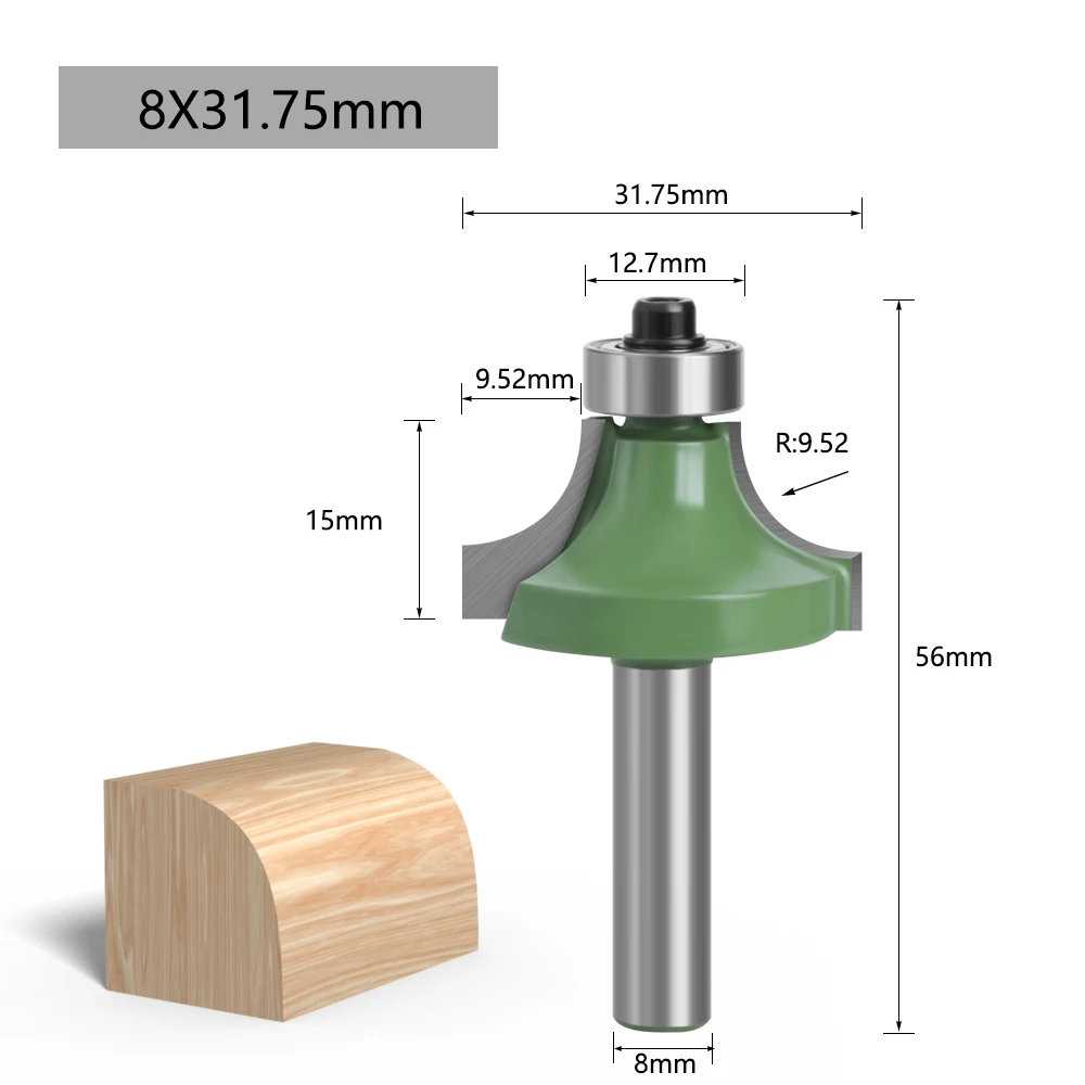 LAVIE 6 Stück 8 mm Ecke runder Fräser mit Lagerfräser für Holz Holzbearbeitungswerkzeug MC02048 – Detail 7