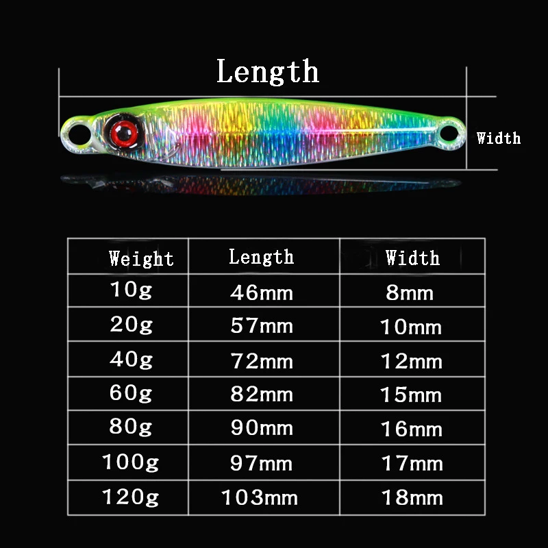 3D Printing Tungsten Jig Fishing Lure Sea Fishing Long Casting Micro Jigs 10g-120g Fast Sinking Luminous Vertical Jigging Lure 6
