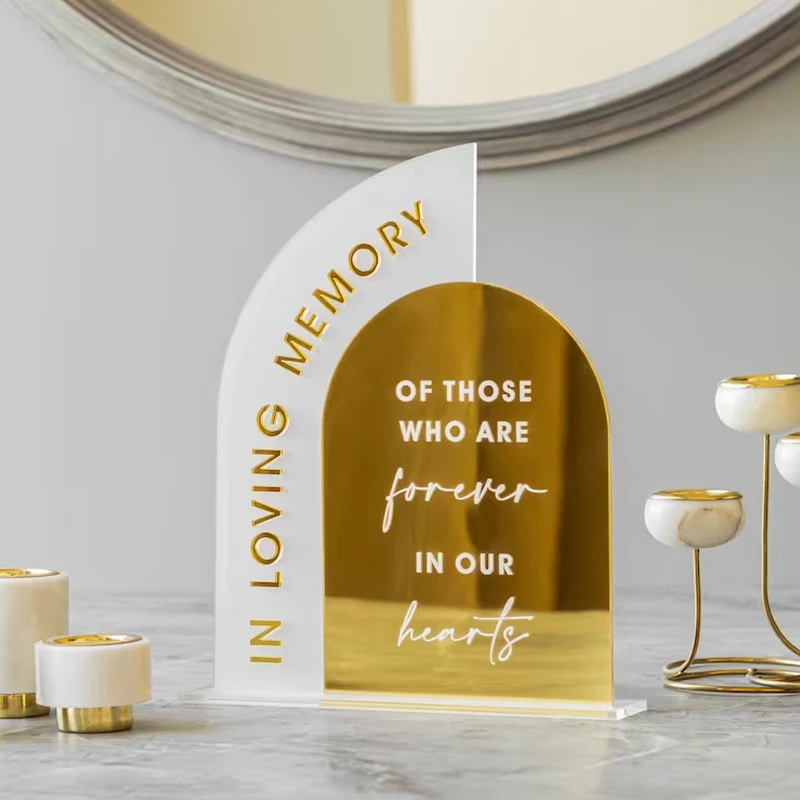 In Loving Memory Sign,Gold Mirror Wedding Sign,Personalized 3d Signs,Modern Script Acrylic Wedding Sign,Wedding Table Decor