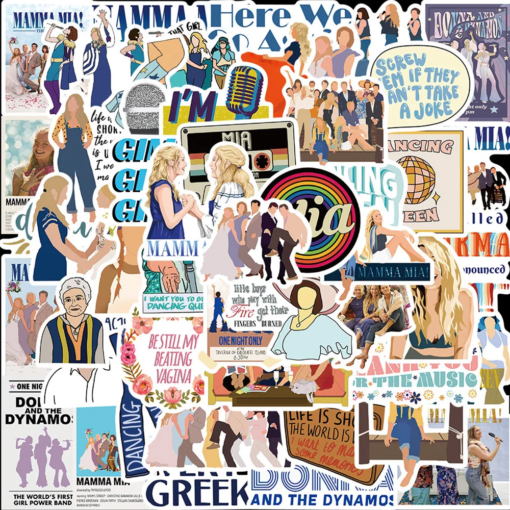 10/30/50pcs Movie Mamma Mia! Stickers for Laptop Skateboard Water Bottle Waterproof Graffiti Stickers Vinyl Decals Kids Toy Kids
