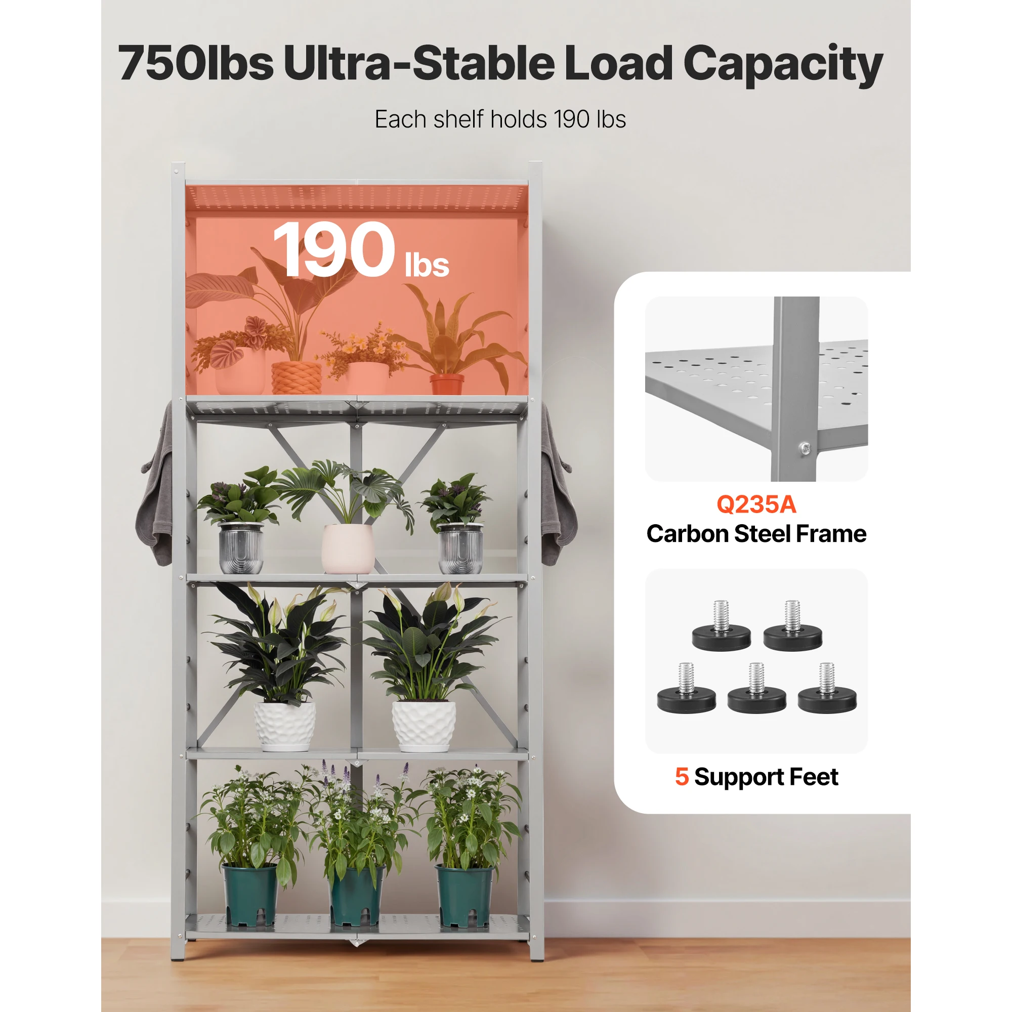 Foldable Metal Storage Shelf with Wheels for Garage and Home