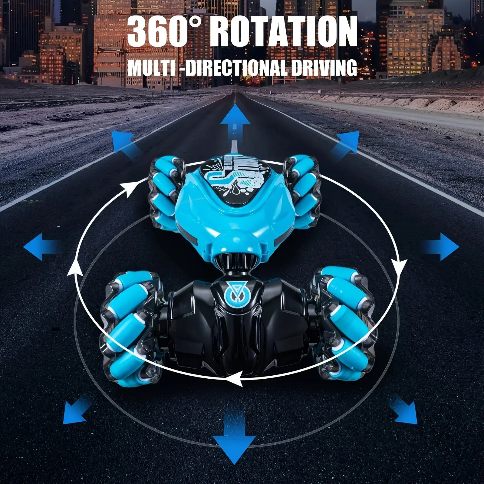 Auto RC con Controllo Gestuale, 4WD 2.4G, Veicolo Telecomandato per Tutti i Terreni, Auto RC Acrobatica a 360° ° Flips con musica e luci - immagine 5
