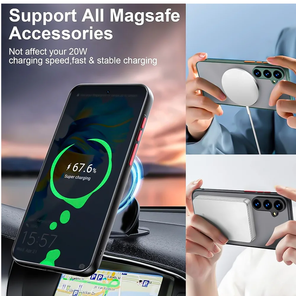 Shockproof Armor Magnetic Translucent Phone Case
