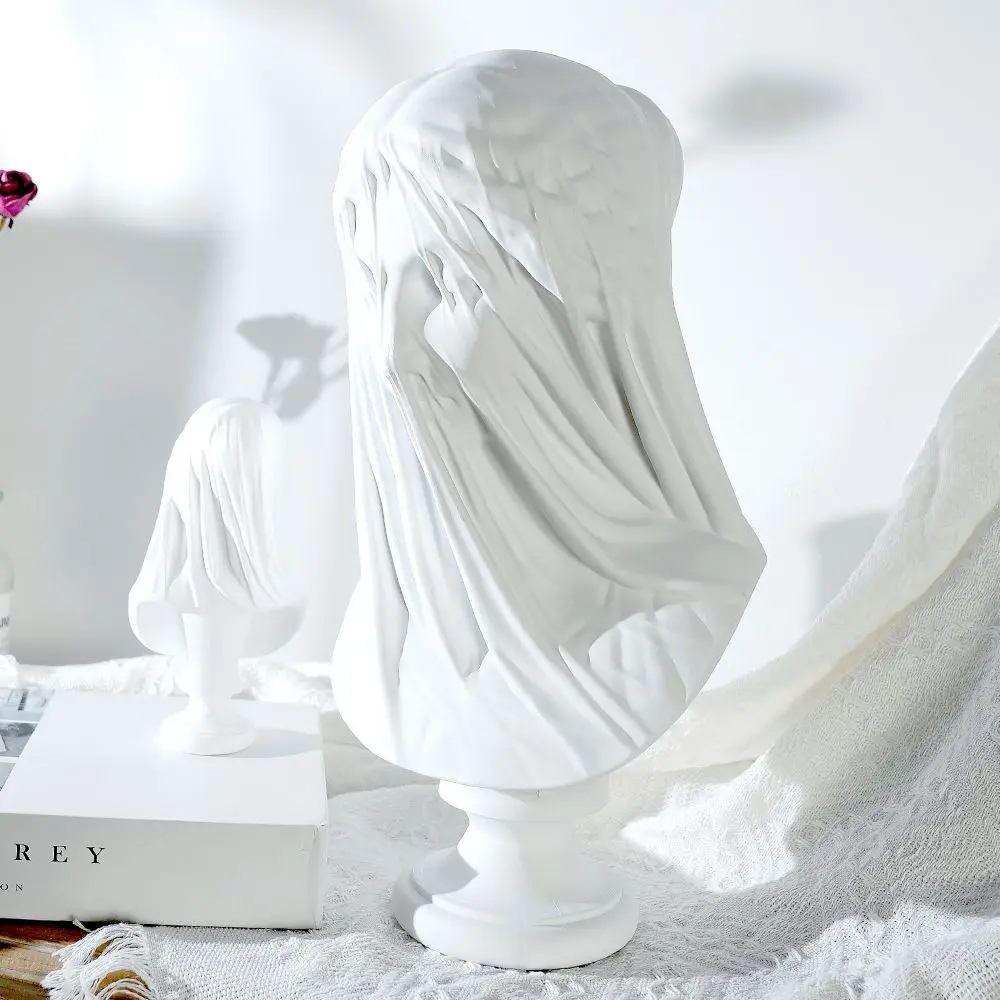 Nordic simple style wedding dress girl bust wearing veil art statue wedding home entrance resin decoration