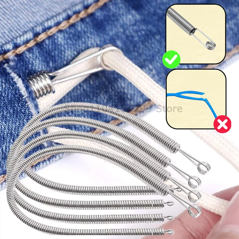 Bendable Spring Drawstring Threader Clip Pants Hoodies Elastic Band Lace Cord Flexible Drawstring Thread DIY Sewing Accessories
