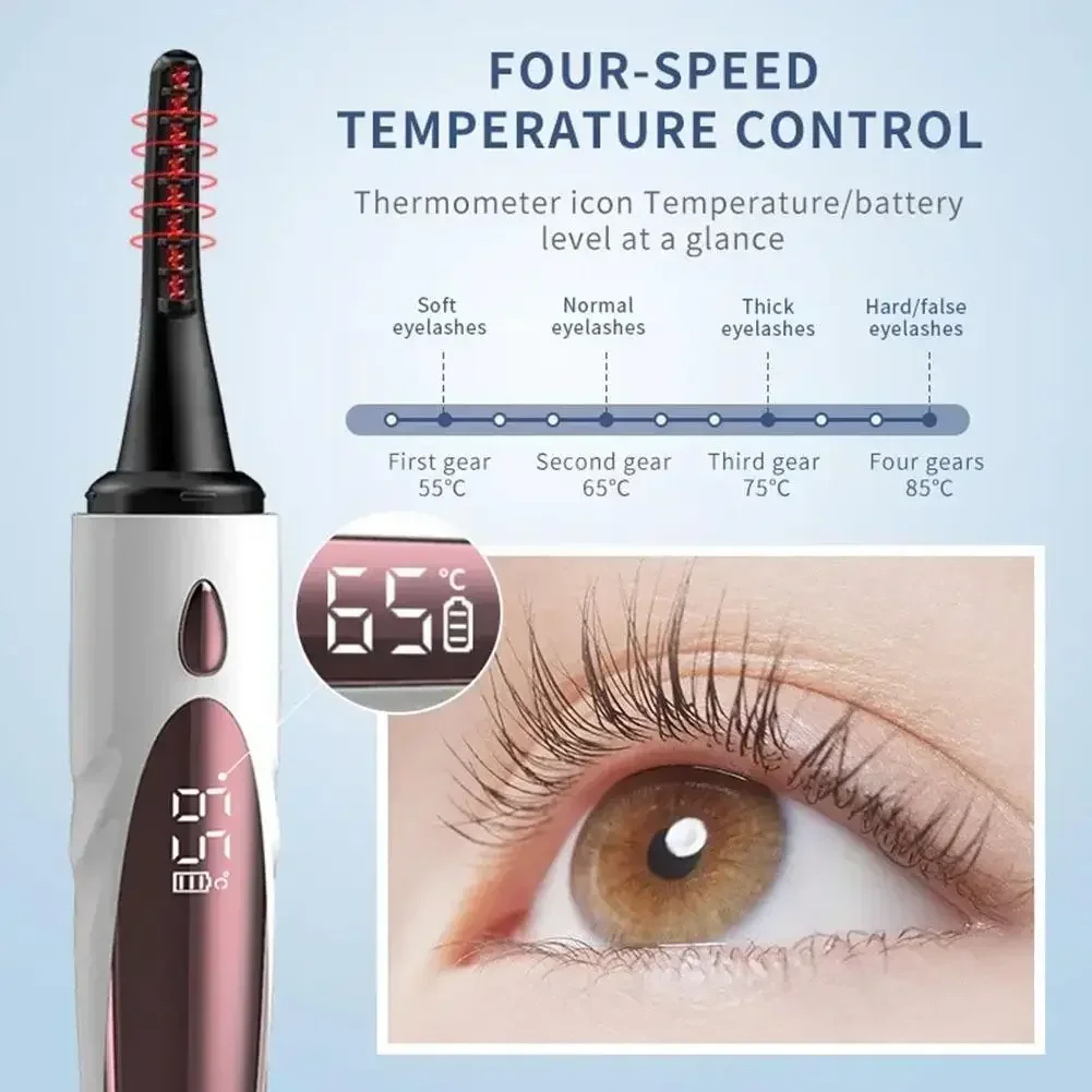 Electric Heated Eyelash Curler Lasting Lash Curler Tool Naturally Intelligent Temperature Control Styling Make Up Eyelashes Curl