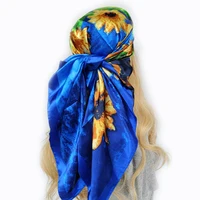90*90cm Silk Scarf Scarftop Headwraps For Woman Fashion Four Seasons Hair Accessories Hijab Foulard Bandana Femme Headscarf 2