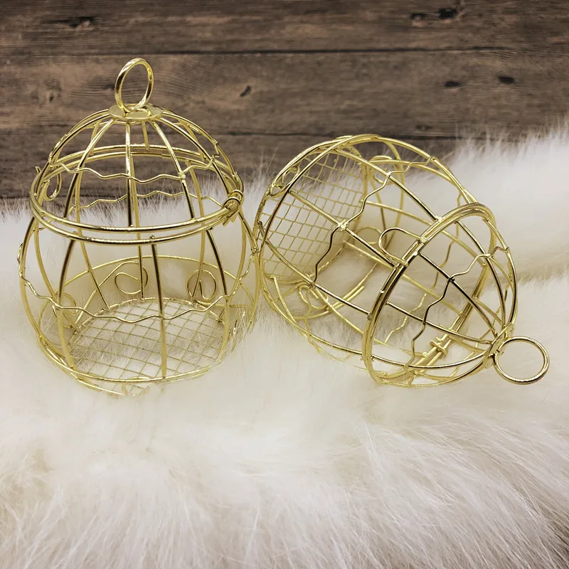 Mini Metallo Oro Vintage Retro Bird Cage Scatole Di Caramelle Baby Shower Bomboniera Confezione Regalo