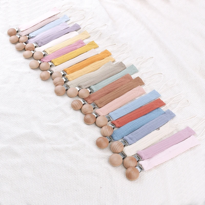Pacifier Chain Baby Cotton Beech Pacifier Clip Infant Teething Toy Holder