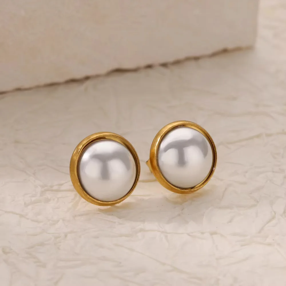 Imitation Pearl Round Earrings for Women