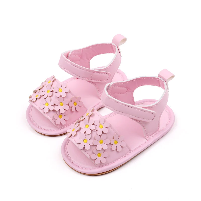 Baby Girl Shoes Cute Flowers Beautiful Sandals Summer Walking Infant Shoes 2024 New Fashion High Quality PU and TPR BHX3195 5