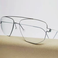 Безвинтовые воздушные титановые очки в оправе, квадратные многоугольные очки с двойным лучом, сверхлегкие, ручная работа для женщин и мужчин, датский бренд Edwin — изображение 2