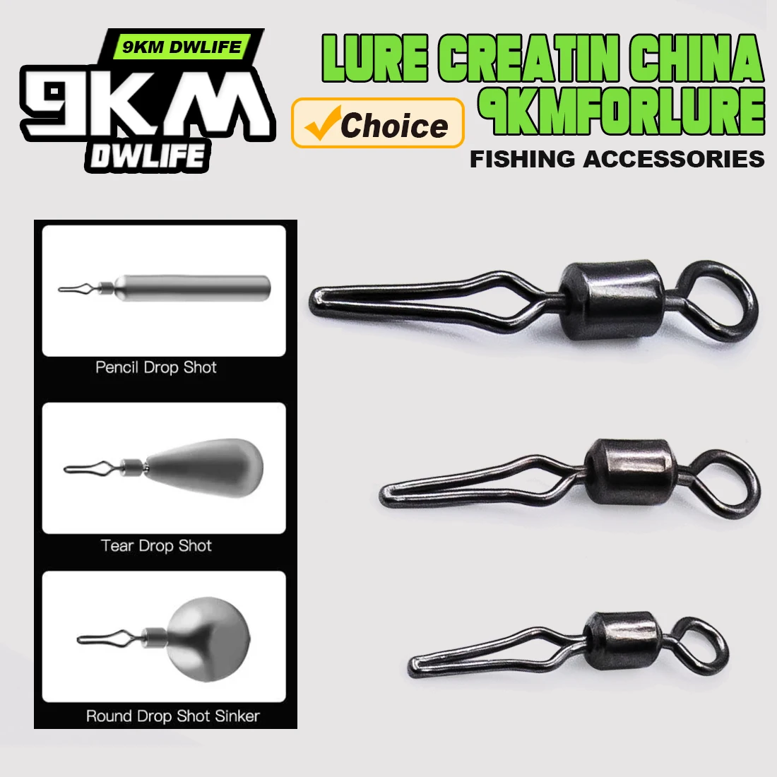 Lot de 50 plombs de pêche 9KM avec émerillons clips - Accessoires pour moulage de plombs maison