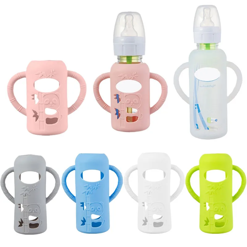 Bottle Grip Handle BPA Free Silicone Baby Bottle Anti slip Easy Grip Protective Sleeve Cover for Dr Brown Size