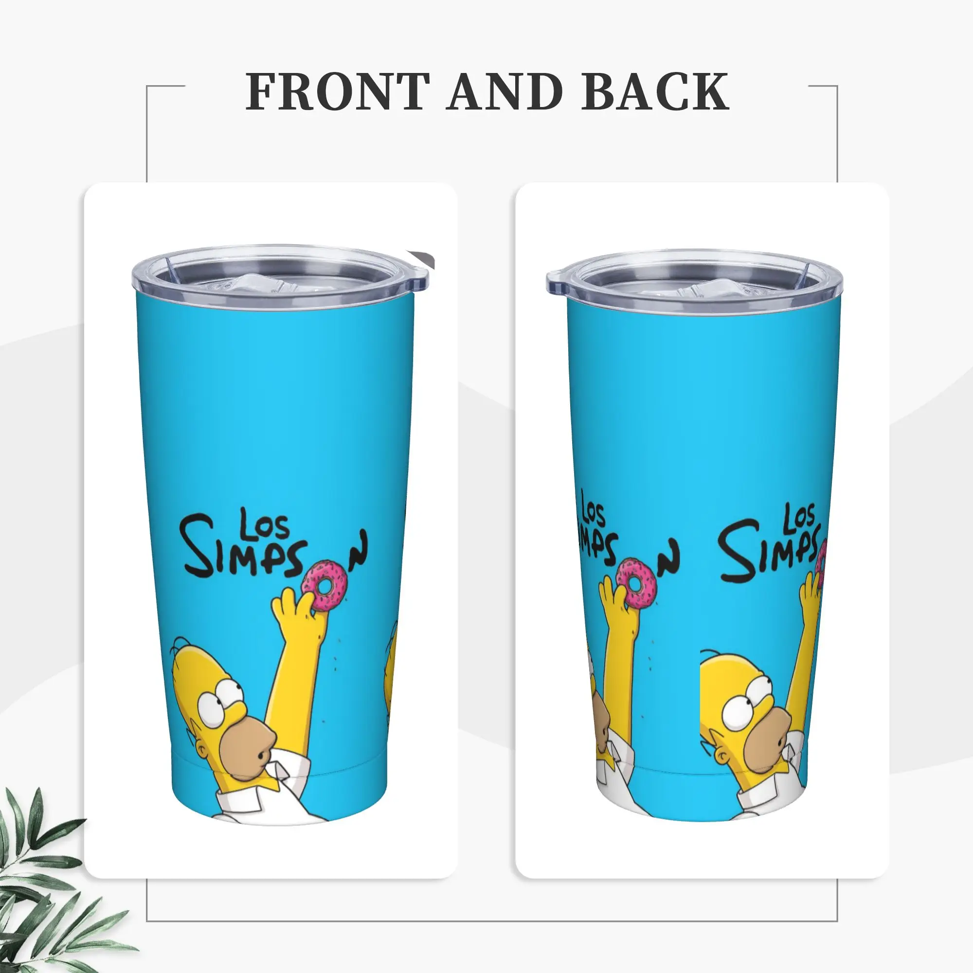 Stainless Steel Tumbler with The Simpsons Cartoon Design - Versatile Hot & Cold Beverage Cup