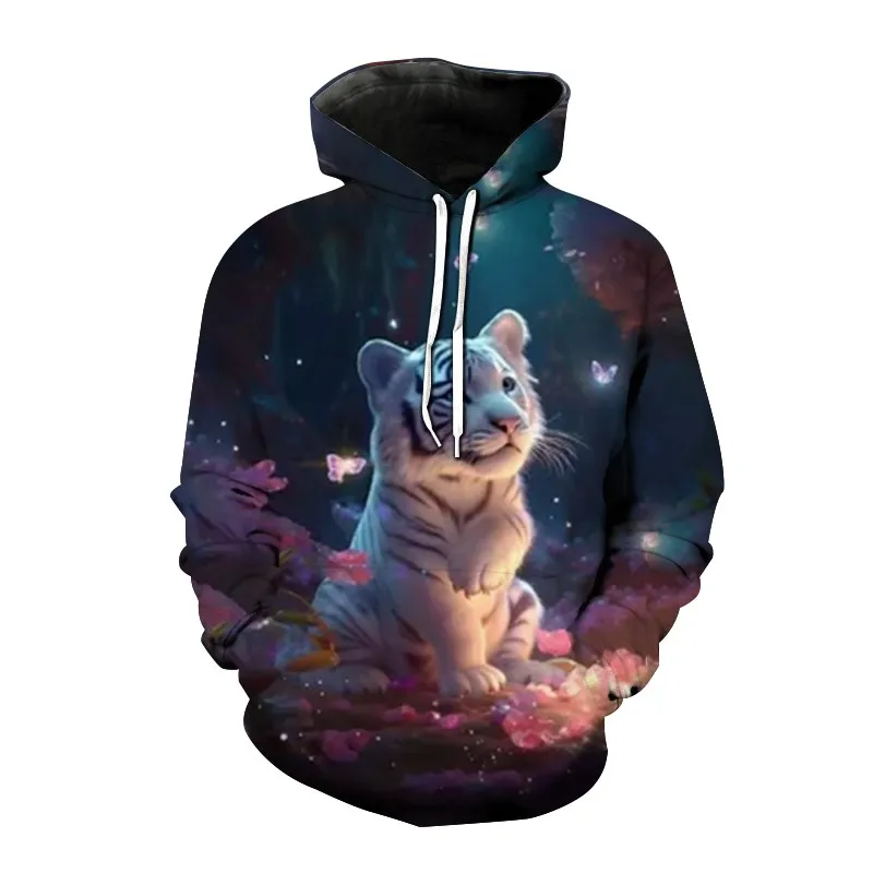 thumbnail image 1 of Sudadera con estampado de tigre para hombre, nueva moda 2023, sudadera holgada con bolsillo y estampado 3D, sudadera de manga larga, ropa para hombre, 1 of 5