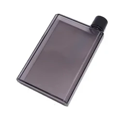 Portable A6 Flat Water Bottle - Clear Notebook-Style Hydration Container - A6-350ML (BLACK)