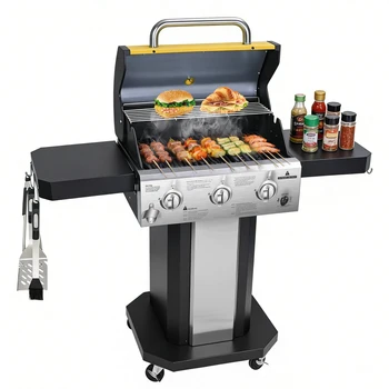 3-Burner Propane Gas Grill with Warming Rack, 1