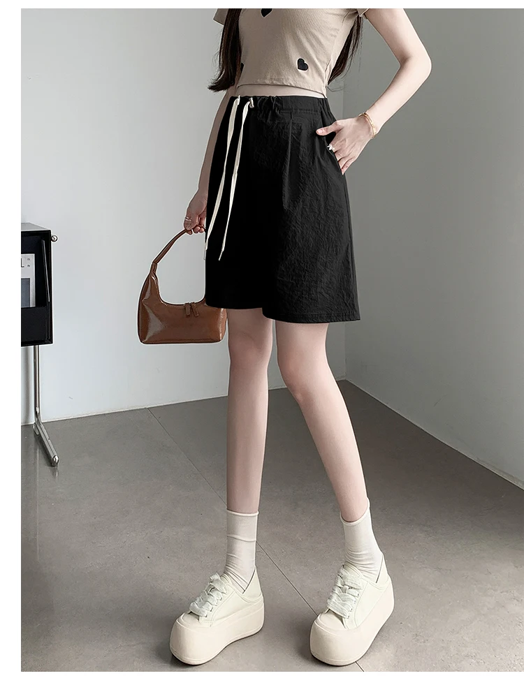 Summer Pregnancy Thin Shorts Drawstring Waist Loose Casual Maternity Short Pants Wide Legs Pregnancy Brief Trousers with Pockets 6