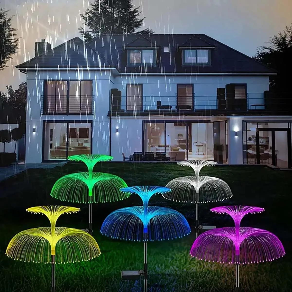 Solar Flowers Lights Waterproof Solar Jellyfish Fiber Outdoor Garden Decor Lights For Yard Patio Pathway Lawn Lamp solar lights lawn lamp garden lighting