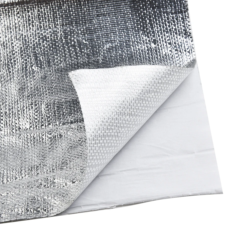 Car Exhaust Heat Shield Barrier Aluminum Fiberglass W/ Adhesive Layer 12 X 24inches Heat Wrap Tape Thermal Protection For Car heat insulation sleeve