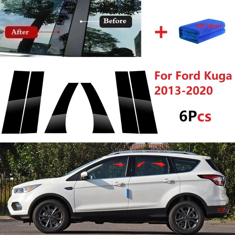 

Новинка, Лидер продаж, 6 шт. полированные столбики для окон Ford Kuga 2013-2020, обшивка для окон, наклейка на колонку BC