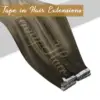 [NEW]VeSunny Tape In Hair Extensions Human Hair Real Natural Hair Balayage Color #4-14-60 Skin Weft Straight Seamless Hair 3