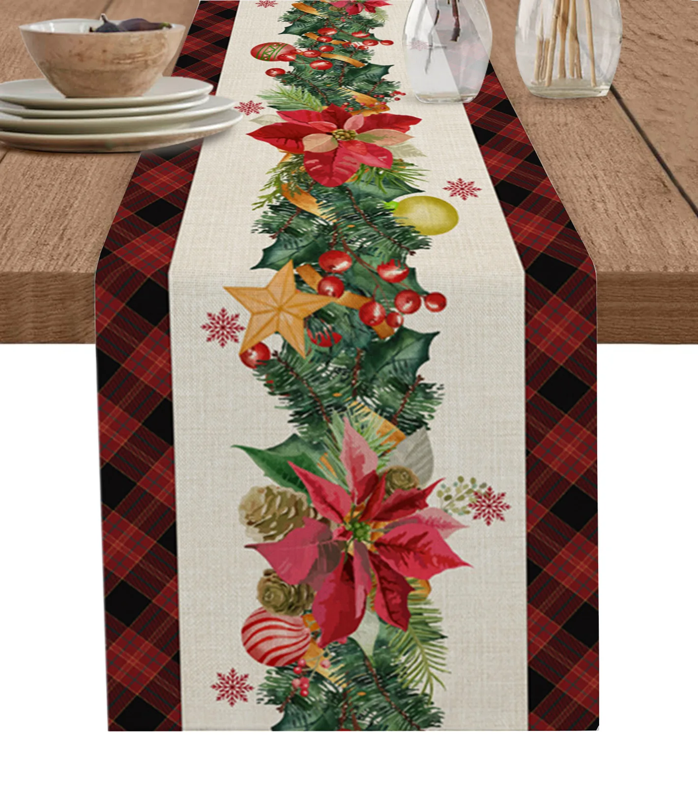 

Home Decor Table Runner Wedding Decoration Tablecloth Kitchen Table RunnersChristmas Snowflake Lamp Ball