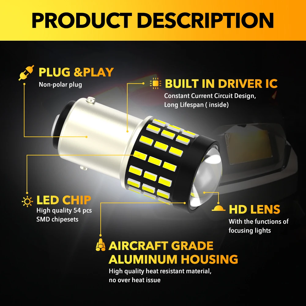 OXILAM 2X BAY15D P21/5W 1157 LED  T20 W21/5W 7443 7440 W21W WY21W 1156 BA15S P21W 7506 LED Ʈ  Ʈ DRL for Kia