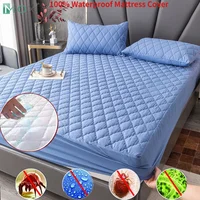 100% Waterproof Thicken Mattress Protector Cover Non-slip Fitted Bed Sheet Pad Bed Cover Single Double Bed Queen King Size 1Pc 1