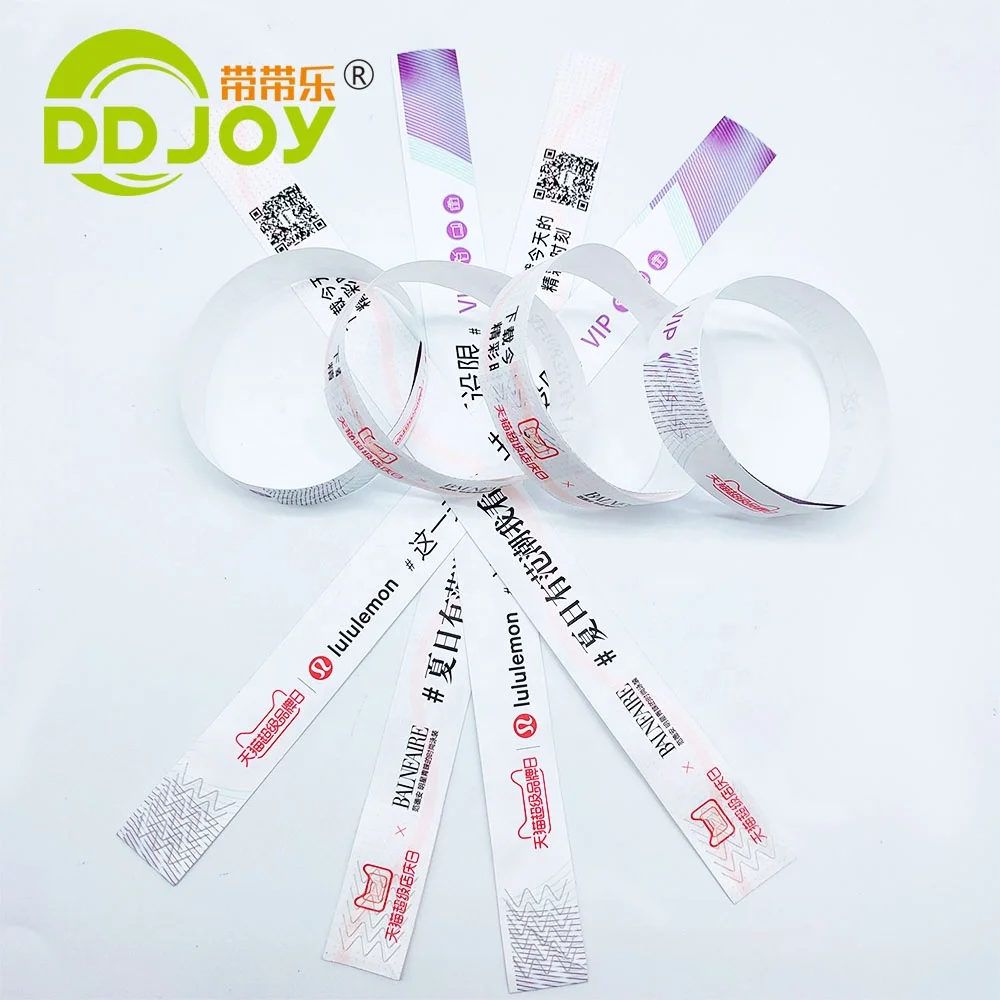 DDJOY One time use Tyvek Band Paper Wristbands Promotional Printed Waterproof Wristband for Event