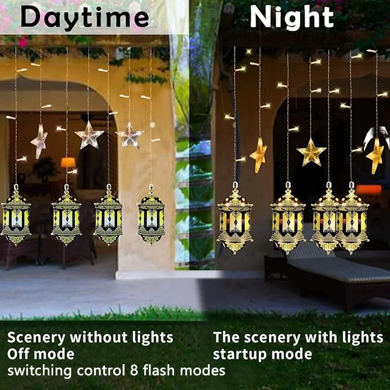 3M 10LED EU Plug Star Lamp Curtain Ramadan Lamp Bedroom Home Outdoor Ramadan Lamp Eid Party Decoration