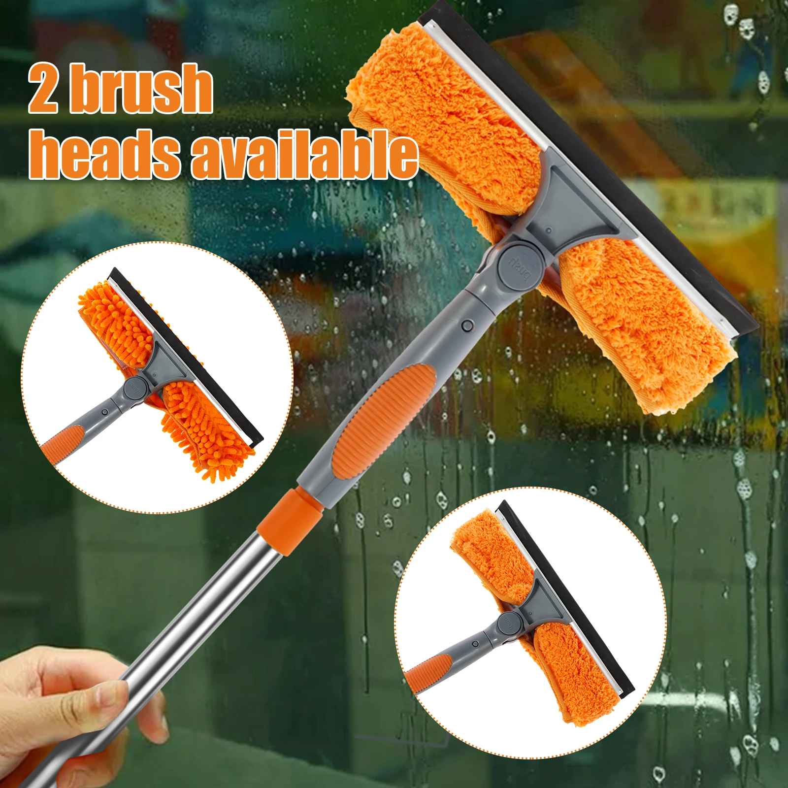 Extended Window Cleaning Kit 100-420CM 2 in 1 Double Sided Glass Squeegee Cleaner Duster Mop 180&deg; Swivel Window Cleaning Tools