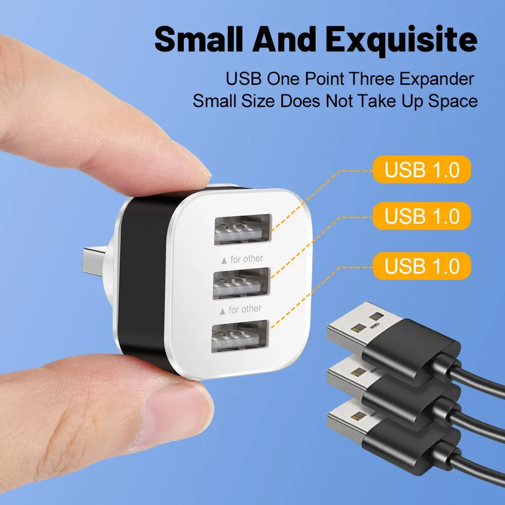 Triple USB Port Adapter - 3-in-1 Multi-Interface Extender for Auto Electronics Accessories