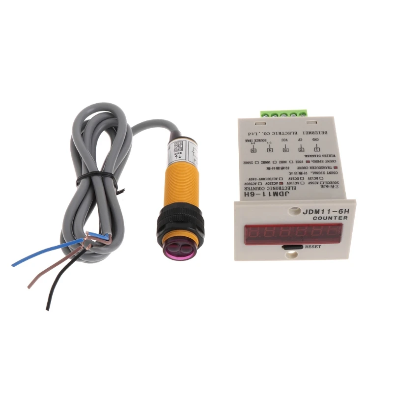 

1-999999 Counter 6-Digit LED Display Adjustable NPN Photoelectric Sensor Switch