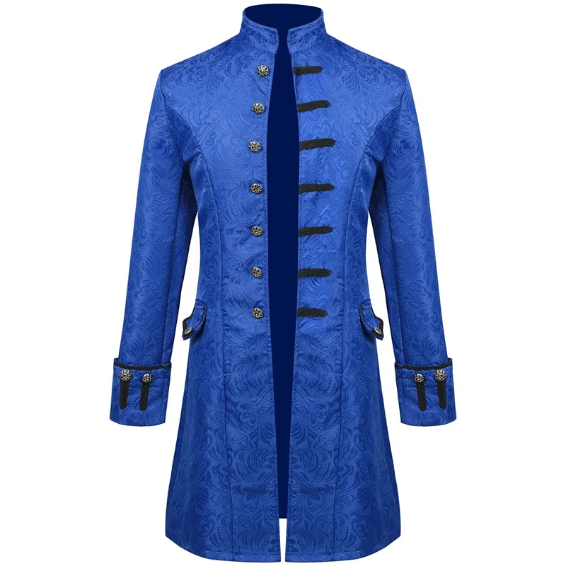 Trench Coat New Men Thin Stage Performance Dress Long Jacket Red / Blue / Black Male Stand-up Collar Jacquard Halloween Trench Coat trench coat,warmth coat,waterproof windbreaker jacket,casual men jacket,outdoor jackets