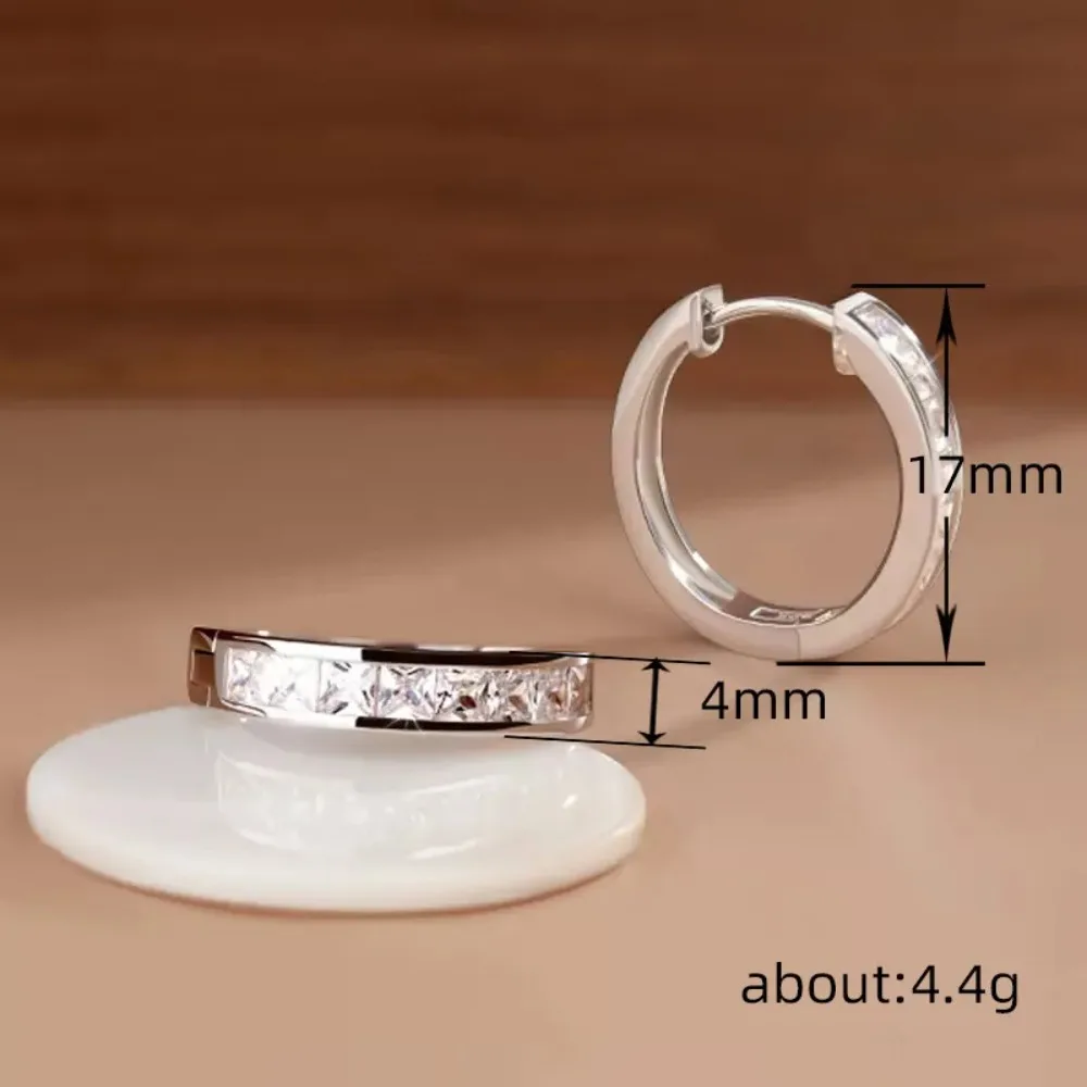 Huitan Classic Design Women Hoop Earrings Princess Square Cz Simple Elegant Female Accessories Versatile Jewelry